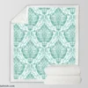 Tiffany Blue Damask Sherpa Fleece Blanket