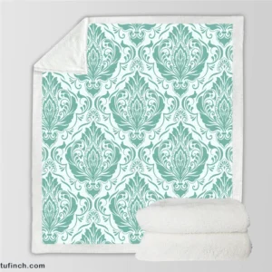 Tiffany Blue Damask Sherpa Fleece Blanket