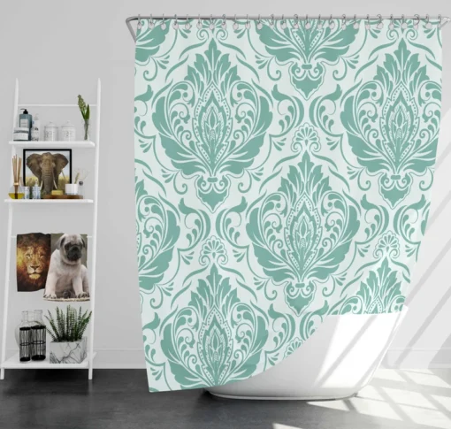 Tiffany Blue Damask Shower Curtain