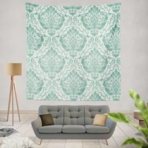 Tiffany Blue Damask Wall Tapestry