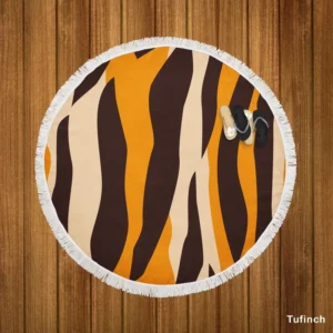 Tiger Stripes Print Round Beach Towel