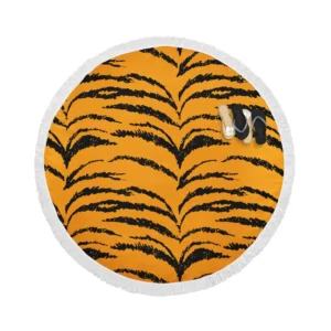 Tiger Stripes Seamless Pattern Round Beach Towel