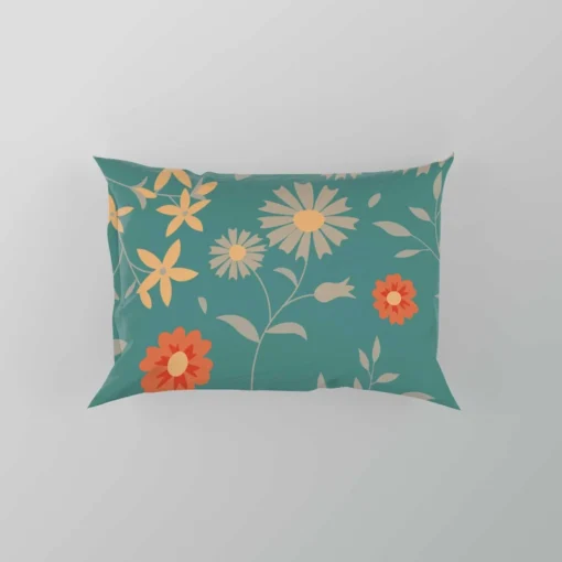 Tiny Cute Flowers Teal Green Pattern Pillow Case