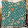 Tiny Cute Flowers Teal Green Pattern Quilt Blanket