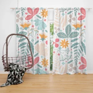 Tiny Flowers Plants Design Curtain