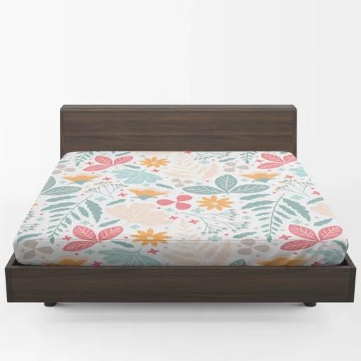 Tiny Flowers Plants Design Fitted Sheet 1