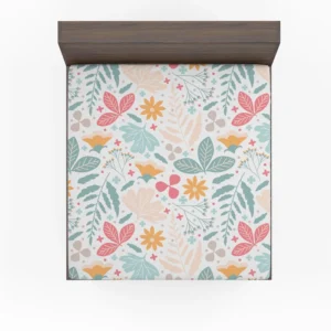 Tiny Flowers Plants Design Fitted Sheet