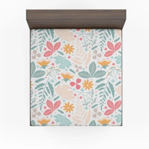 Tiny Flowers Plants Design Fitted Sheet