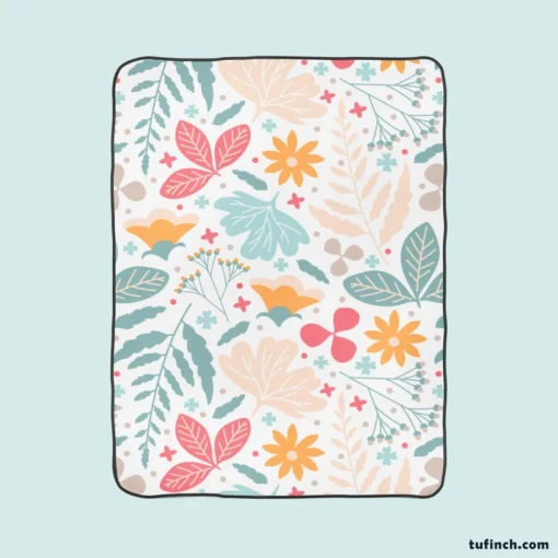 Tiny Flowers Plants Design Fleece Blanket 1