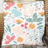 Tiny Flowers Plants Design Quilt Blanket