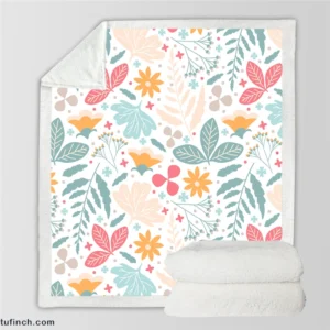 Tiny Flowers Plants Design Sherpa Fleece Blanket