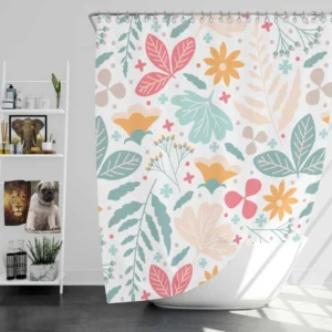 Tiny Flowers Plants Design Shower Curtain