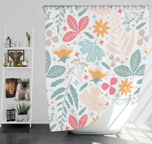 Tiny Flowers Plants Design Shower Curtain