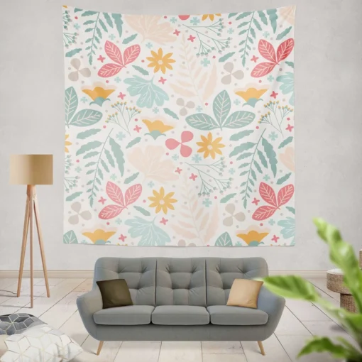 Tiny Flowers Plants Design Wall Tapestry