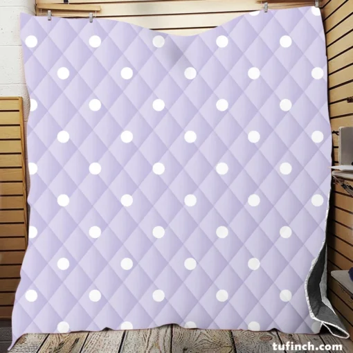 Tiny Polka Dots On Light Purple Quilt Blanket