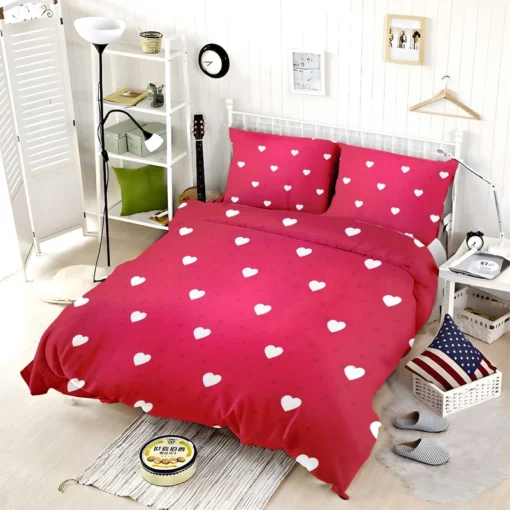 Tiny Polka Dots Romantic Little Hearts Bedding Set