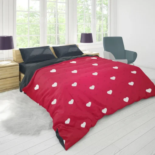 Tiny Polka Dots Romantic Little Hearts Duvet Cover 1