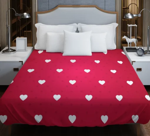 Tiny Polka Dots Romantic Little Hearts Duvet Cover