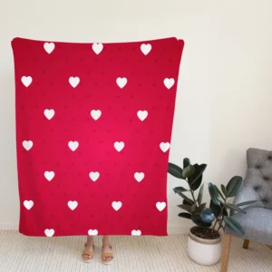 Tiny Polka Dots Romantic Little Hearts Fleece Blanket