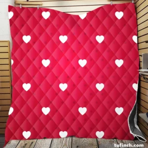 Tiny Polka Dots Romantic Little Hearts Quilt Blanket