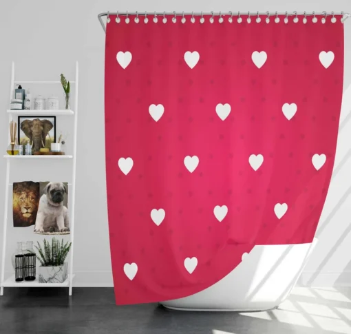 Tiny Polka Dots Romantic Little Hearts Shower Curtain