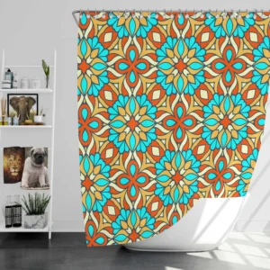 Traditional Ethnic Floral Pattern Shower Curtain