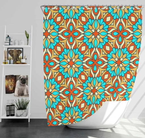 Traditional Ethnic Floral Pattern Shower Curtain