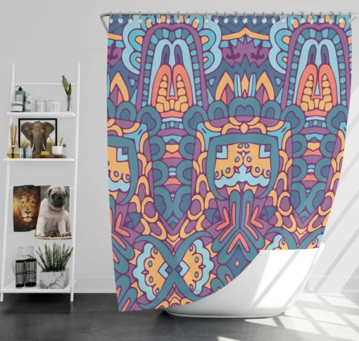 Traditional Ethnic Striped Texture Shower Curtain