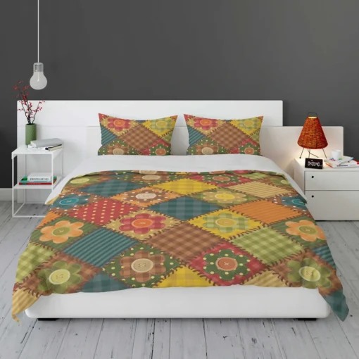 Traditional Floral Patchwork Background Bedding Set 1