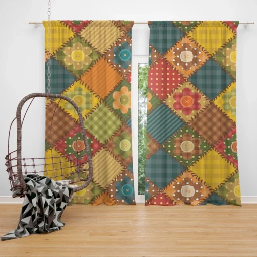 Traditional Floral Patchwork Background Curtain