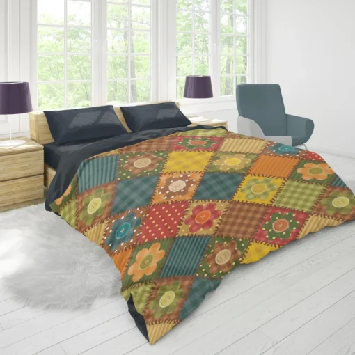 Traditional Floral Patchwork Background Duvet Cover 1