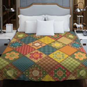 Traditional Floral Patchwork Background Duvet Cover