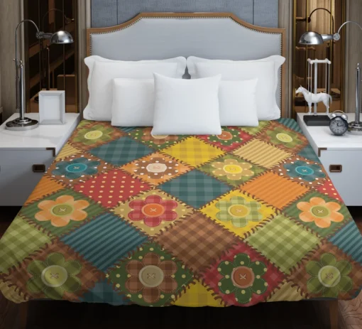 Traditional Floral Patchwork Background Duvet Cover