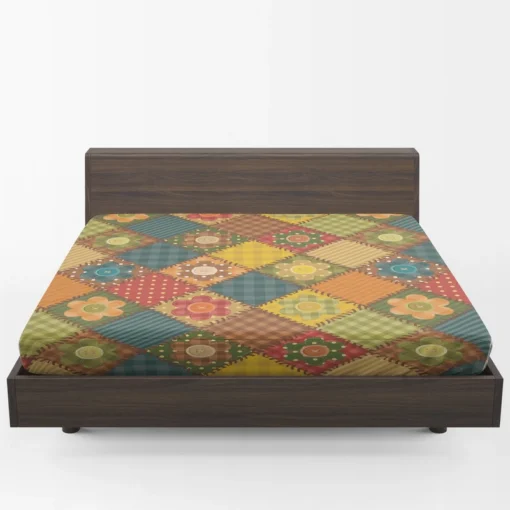 Traditional Floral Patchwork Background Fitted Sheet 1