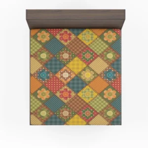 Traditional Floral Patchwork Background Fitted Sheet