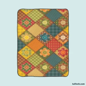 Traditional Floral Patchwork Background Fleece Blanket 1