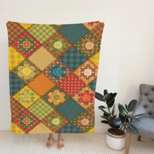 Traditional Floral Patchwork Background Fleece Blanket