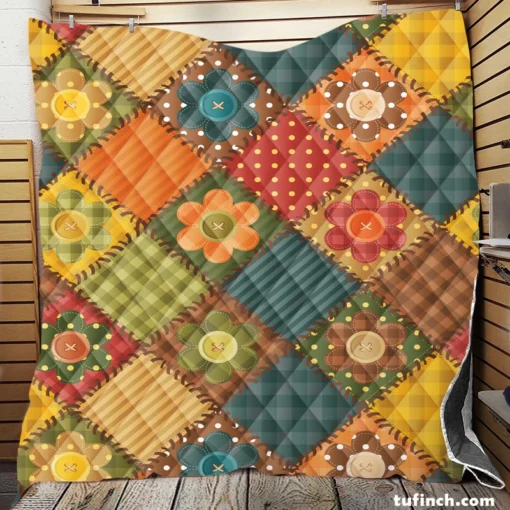 Traditional Floral Patchwork Background Quilt Blanket