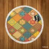 Traditional Floral Patchwork Background Round Beach Towel