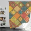 Traditional Floral Patchwork Background Shower Curtain