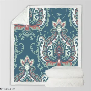 Traditional Indian Damask Pattern Sherpa Fleece Blanket