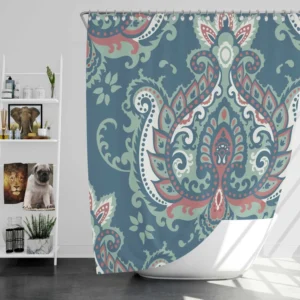 Traditional Indian Damask Pattern Shower Curtain