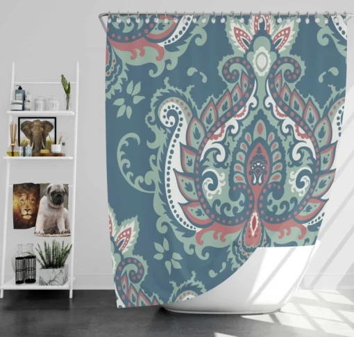 Traditional Indian Damask Pattern Shower Curtain