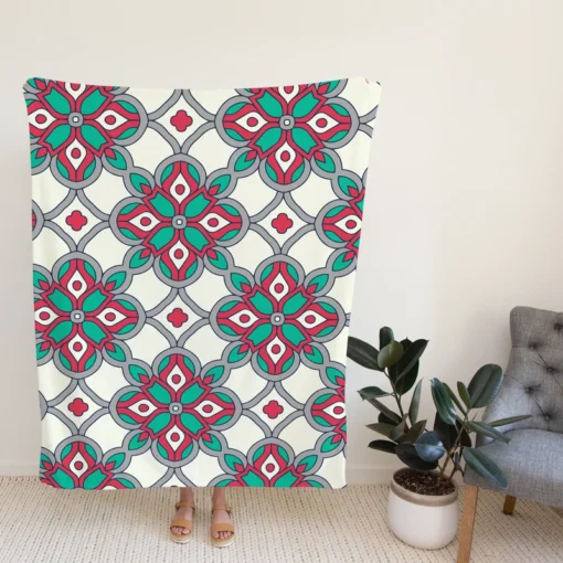 Traditional Indian Ikat Design Fleece Blanket