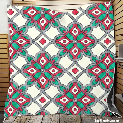 Traditional Indian Ikat Design Quilt Blanket