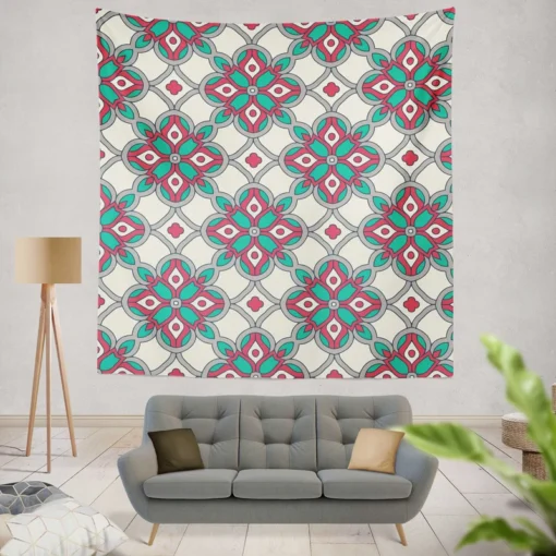 Traditional Indian Ikat Design Wall Tapestry