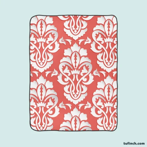 Traditional Japanese Damask Design Fleece Blanket 1