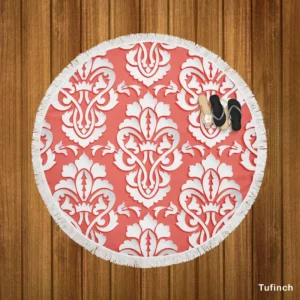 Traditional Japanese Damask Design Round Beach Towel