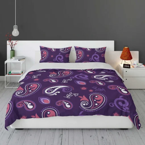 Traditional Little Purple Pink Paisley Bedding Set 1