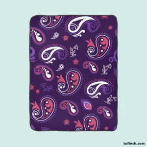 Traditional Little Purple Pink Paisley Fleece Blanket 1